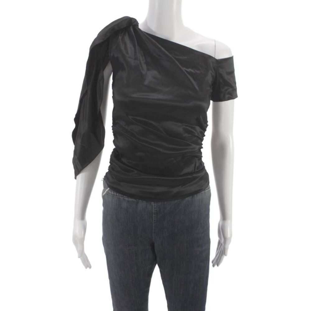 Isabel Marant Womens One Shoulder Black Short Sleeve Blouse Size S